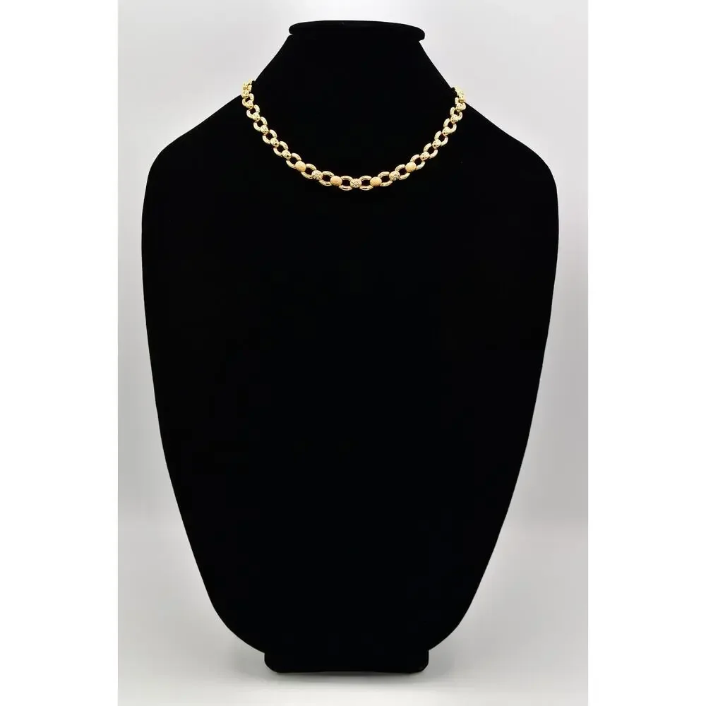Vintage Crystal Collar Necklace Heavy Linked Chain Rhinestone Crystal BinBD